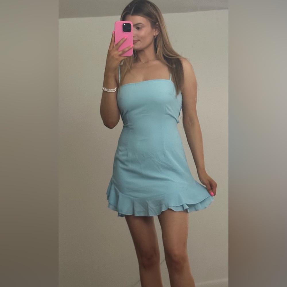 Lucy in the Sky Light Blue Strapless Mini Dress